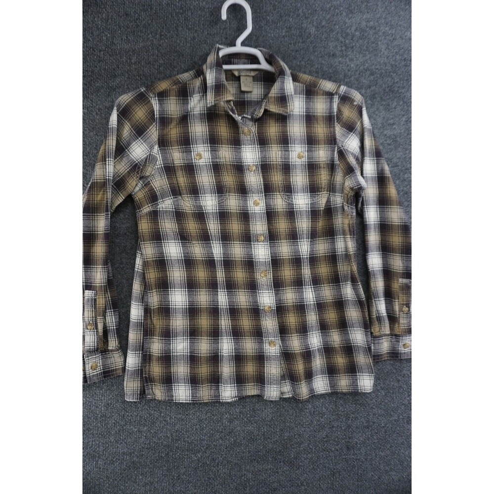 Duluth Trading Company Shirt Womens Small Button Up Long Sleeve Plaid Cotton